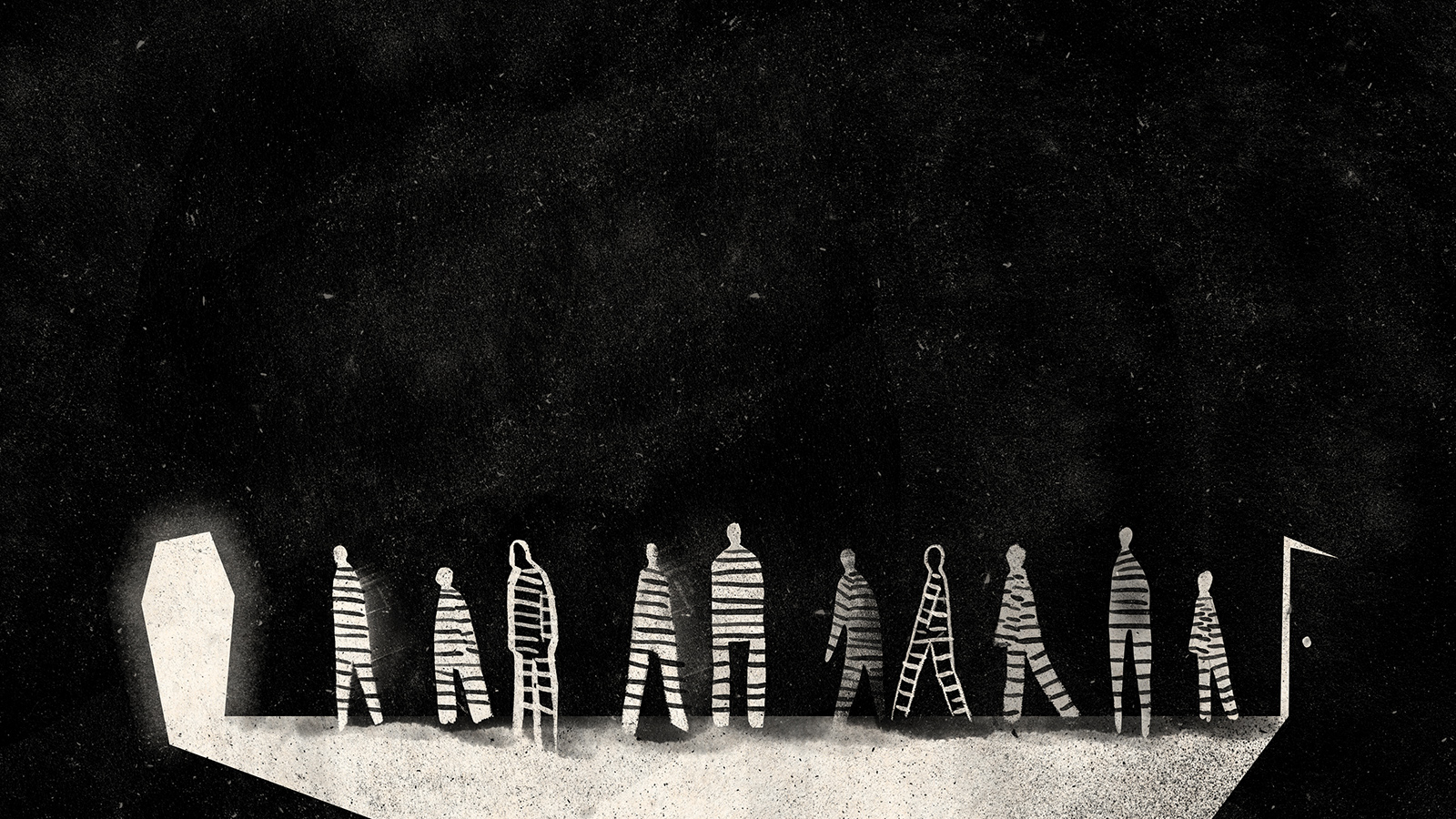 illustration of death row inmates in a line