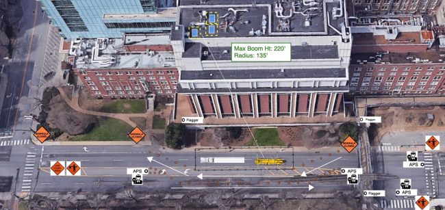 Both northbound lanes of 21st Avenue near Edgehill Avenue will be closed on Saturday, June 25, due to crane work at VUMC’s Medical Center North building.