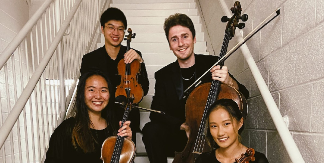 Blair's Eunoia String Quartet (Kingston Ho, violin, Sarah McGuire, violin, Shinwho Kwun, viola, and Alexander Smith, cello), winners of the 2022 MTNA national competition in the chamber music string category.