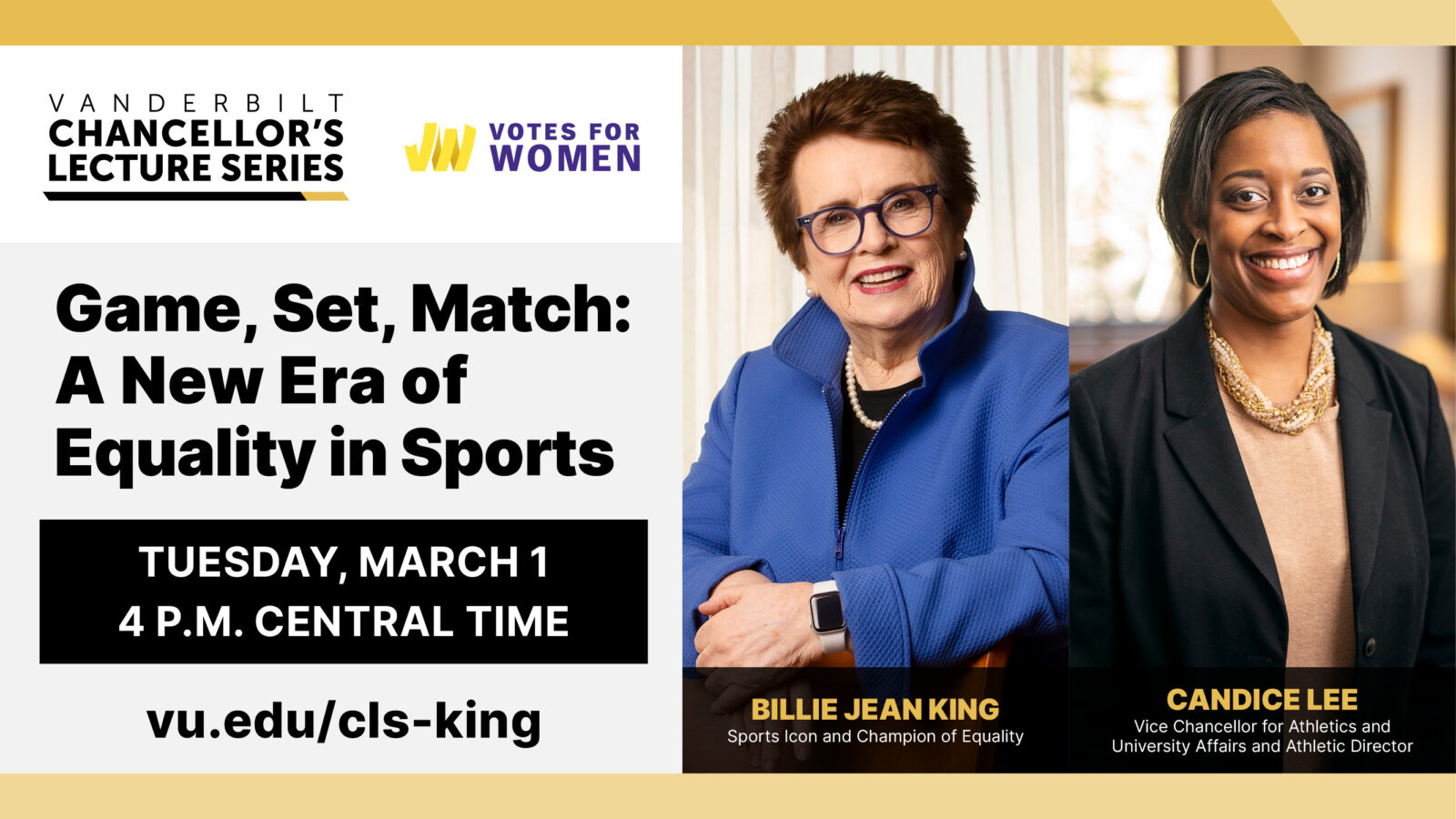 Chancellor s Lecture Series hosts Billie Jean King and Candice Lee