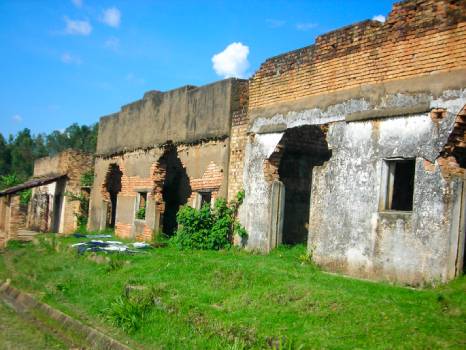 Abandoned buildings in Rwanda following the nation's genocide in 1994