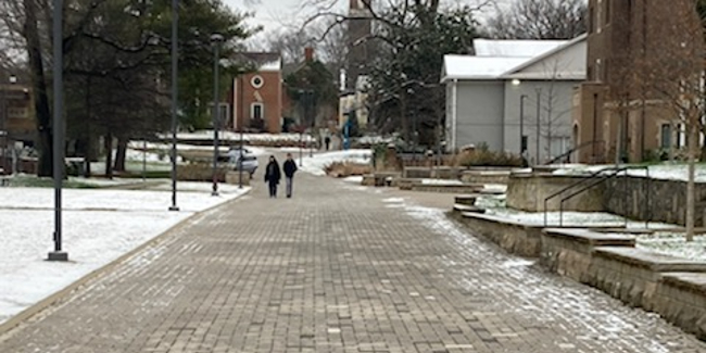 Administration staff worked diligently to clear walkways during the winter weather events in January 2022 and keep the campus community as safe as possible.