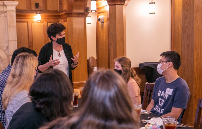 Dr. Jill Stratton, assistant provost for residential education and associate dean for residential colleges, has hosted a variety of dinner guests and students at E. Bronson Ingram College and Nicholas Zeppos College this semester. 