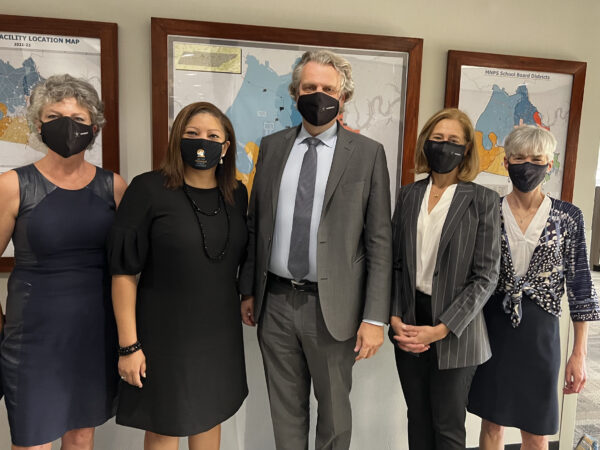 Dean Camilla P. Benbow, Director of Schools for MNPS, Dr. Adrienne Battle, Chancellor Daniel Diermeier, Provost C. Cybele Raver, and Professor Marcy Singer-Gabella. 