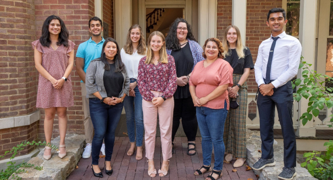 The award recipients of the inaugural Excellence in Podcast competition were honored at a reception on Aug. 24 at the Robert Penn Warren Center for the Humanities. (John Russell/Vanderbilt)