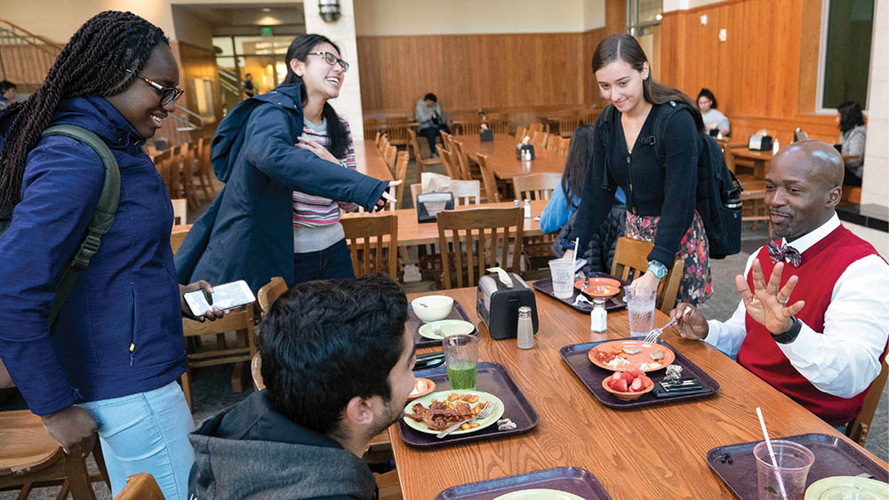 Noble invites students for regular “check-in” breakfasts at The Commons Center to get a better sense of how they are handling college life.