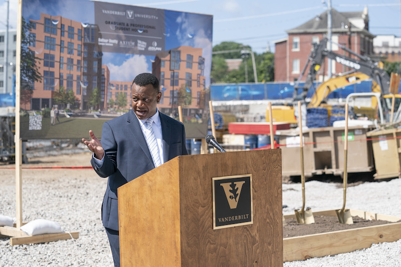 Vice Provost Christie-Mizell speaks during the groundbreaking.