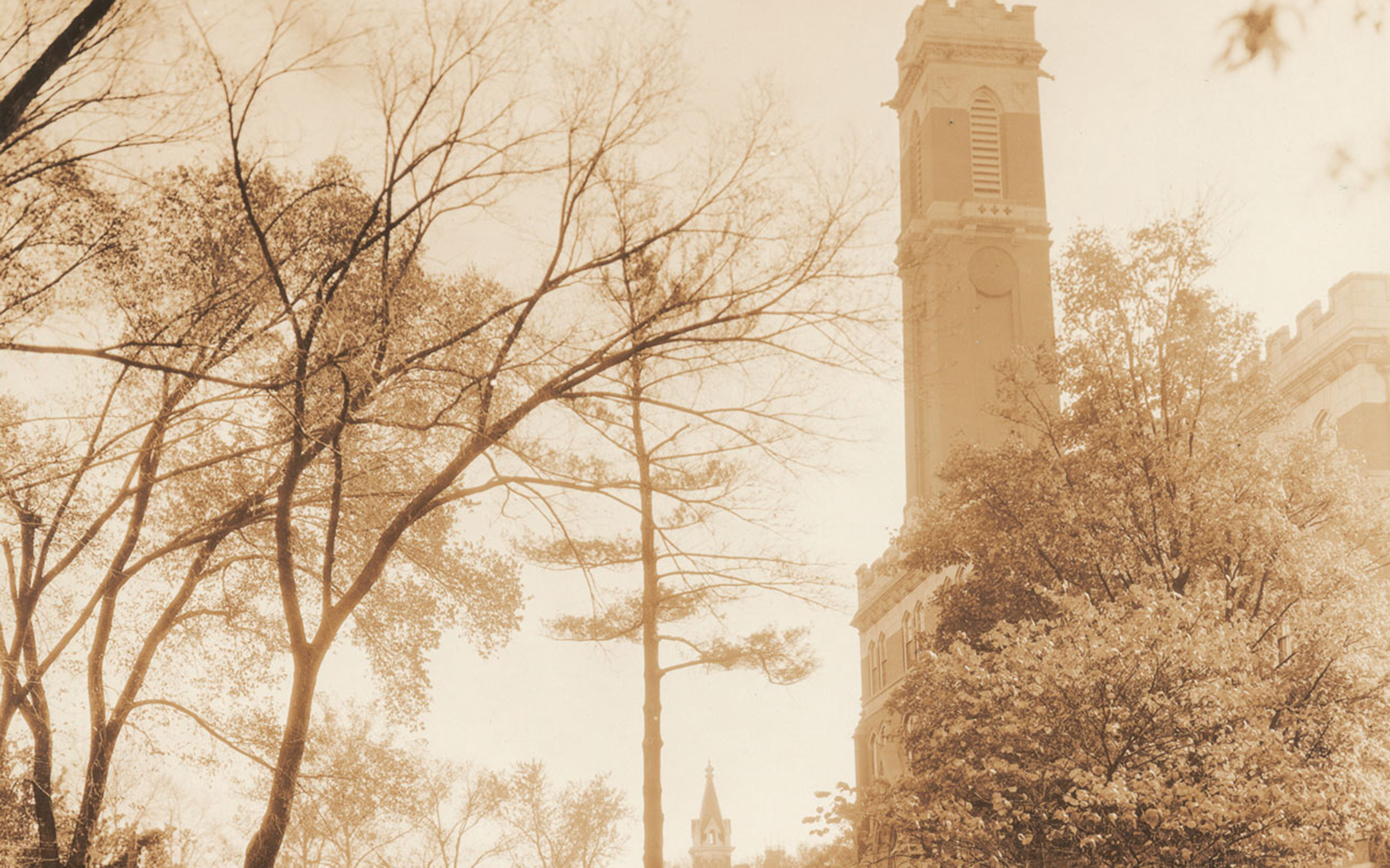 Sepia-tone image of Kirkland Hall from the early 1900s