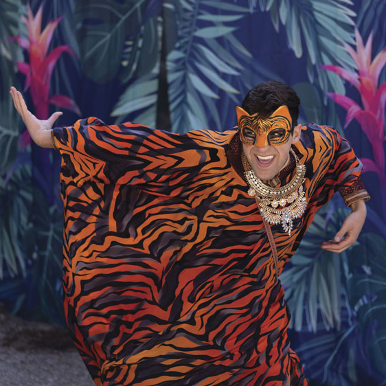 student dressed as tiger for opera performance