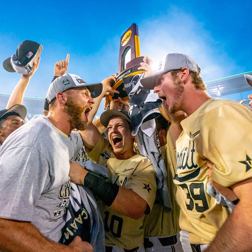 baseball team celebrating NCAA title