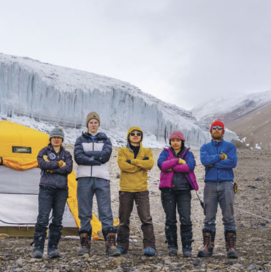 students and faculty in Antarctica