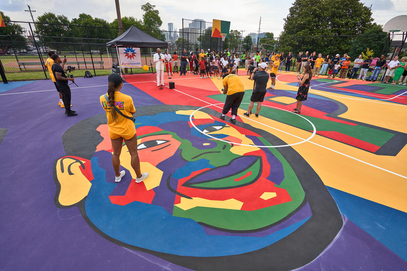 Vanderbilt collaborated with Pepsi and Metro Nashville Parks and Recreation to dedicate a new outdoor basketball court at the Watkins Park Community Center in North Nashville on June 15. (Vanderbilt University)