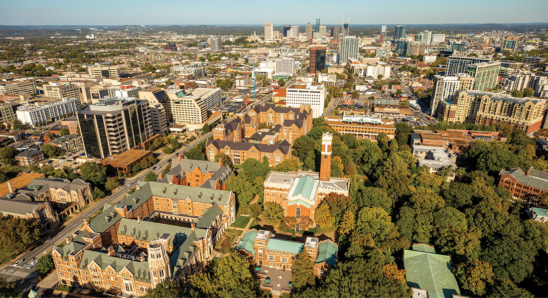 aerial photo of Vanderbilt's campus
