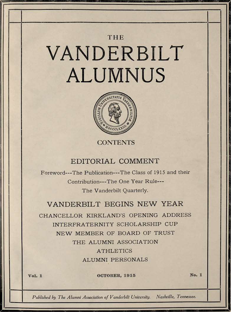 Vanderbilt Alumnus cover Vanderbilt University