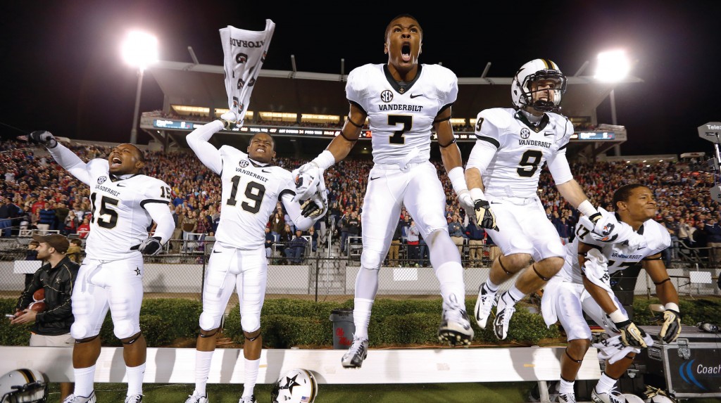 Vanderbilt Football Celebrates Victory against Ole Miss Vanderbilt