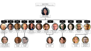 Organizational chart of the Office of Research Centers and Institutes: Susan Wente, Provost, Vice Chancellor for Academic Affairs; Padma Raghavan, Vice Provost for Research; ACCRE: Alan Tackett, Director; Hunter Hagewood, Director of Research Computing Operations; CICN: Jeffrey Schall, Director; CRMH: Derek Griffith, Director; Marino Bruce, Assistant Director; Curb: Jay Clayton, Director; Alex Frenette, Associate Director; SGS: Michelle Wyatt, Interim Director; VBI: Lisa Monteggia, Director; VDSI: Andreas Berlind, Co-director; Douglas Schmidt, Co-director; Amanda Harding, Assistant Director; VIEE: George Hornberger, Director; David Hess, Associate Director; VINSE: Sharon Weiss, Director; VISE: Benoit Dawant, Director; Wond'ry: David Owens, Executive Director; Deanna Meador, Assistant Director; Kevin Galloway, Director of Making, DIVE