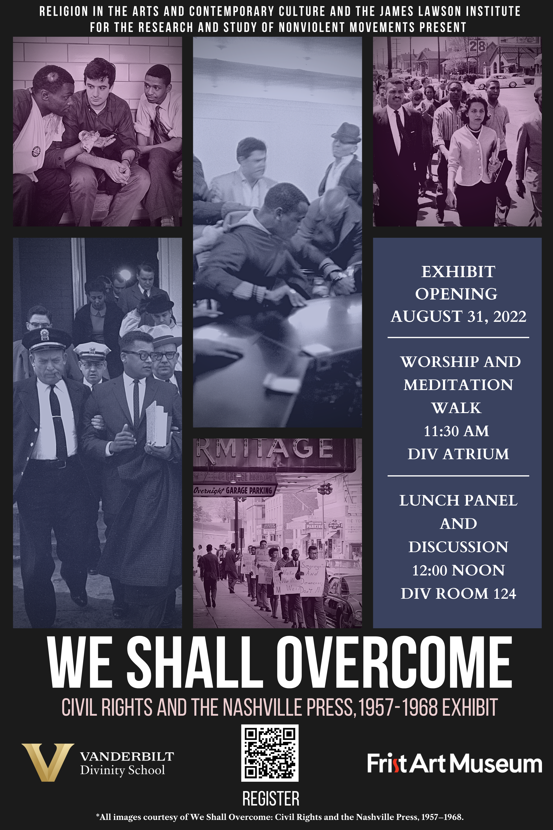 We Shall Overcome Poster with event information. 