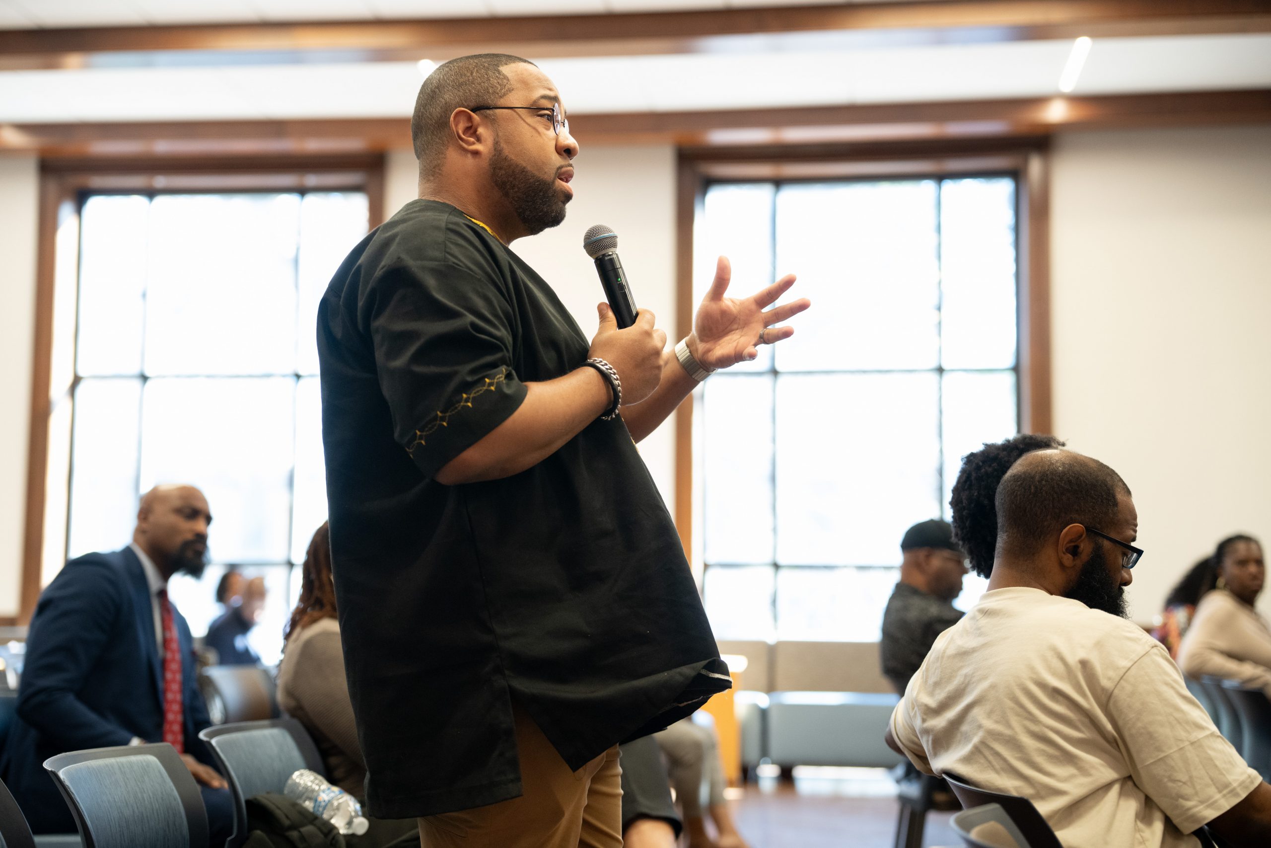 This is an image of a person talking at a Kelly Miller Smith Institute on Black Church Studies at Vanderbilt Divinity School event.