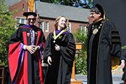 2015 Founders Medalist Robin Frazer with Dean Chris Guthrie and Chancellor Nicholas Zeppos