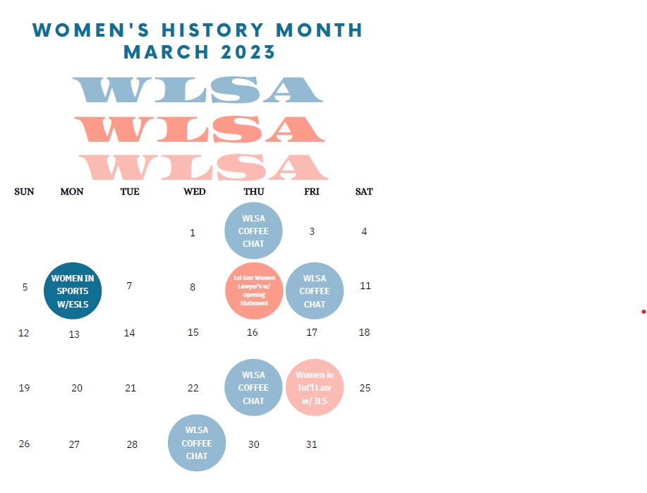WLSA Women’s History Month Events Feature DOJ Human Rights Lawyer Courtney Urschel ’01, Women Sports Lawyers, and a First-Gen Lawyer