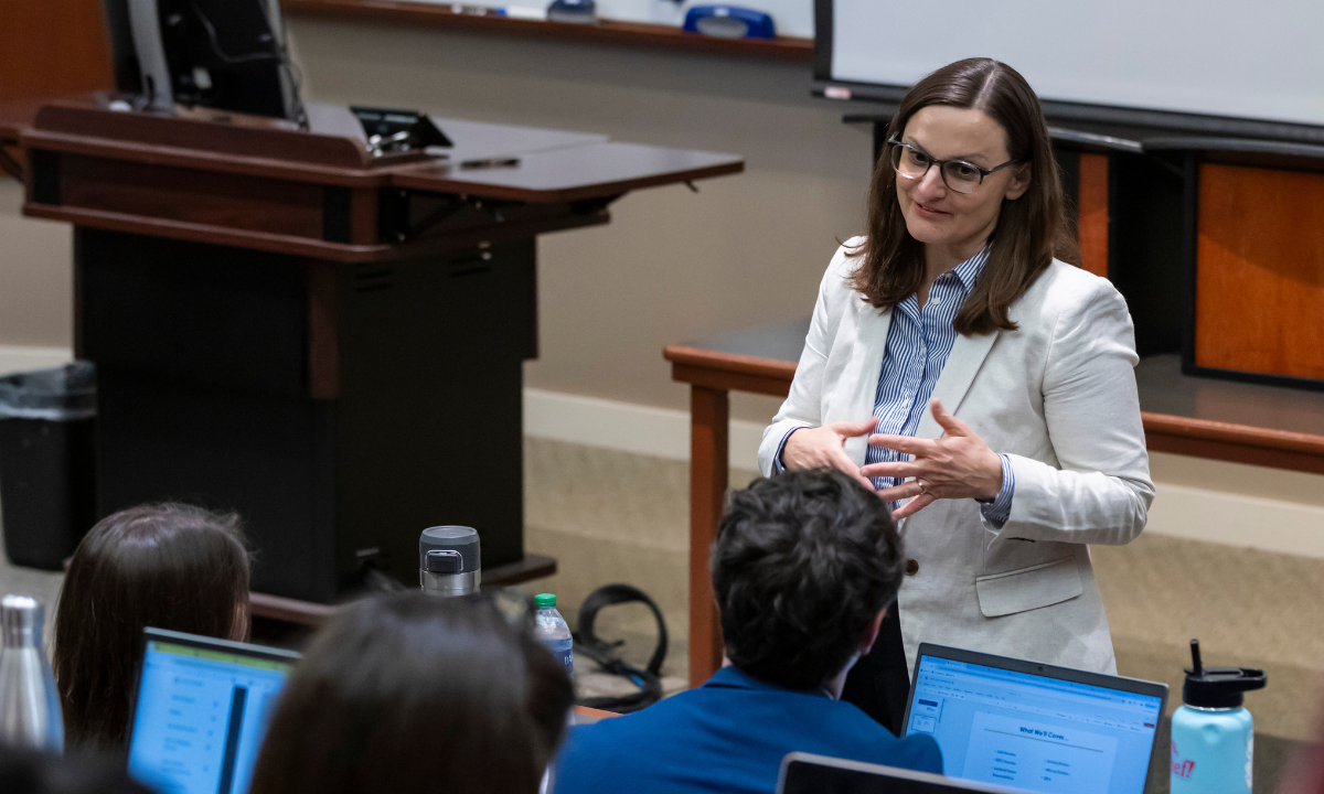 Beth Cruz, Assistant Dean and Martha Craig Daughtrey Director for Public Interest Lecturer in Law, in the classroom