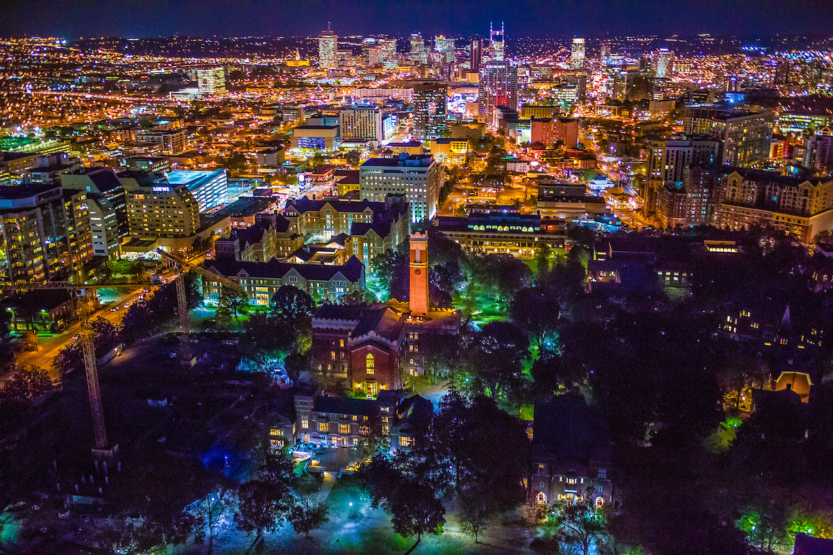 Aerial of Campus at Night