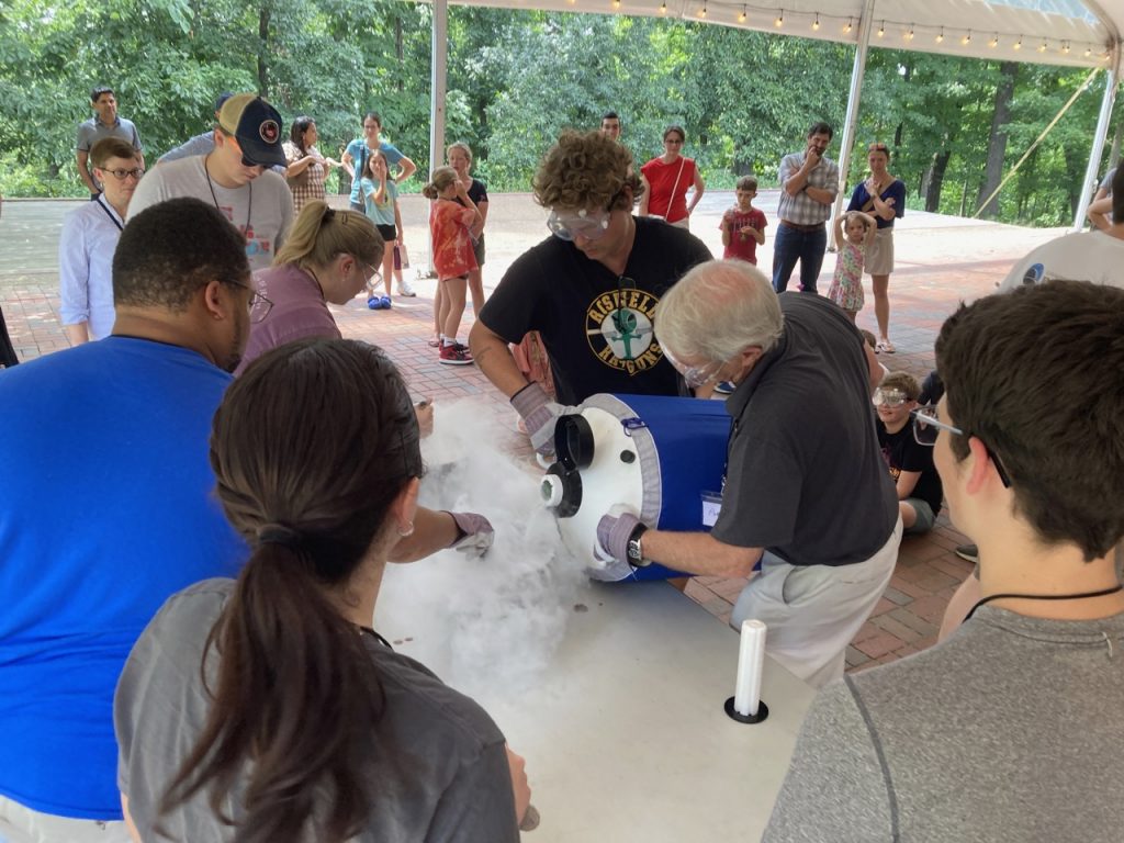 Liquid nitrogen ice cream being made