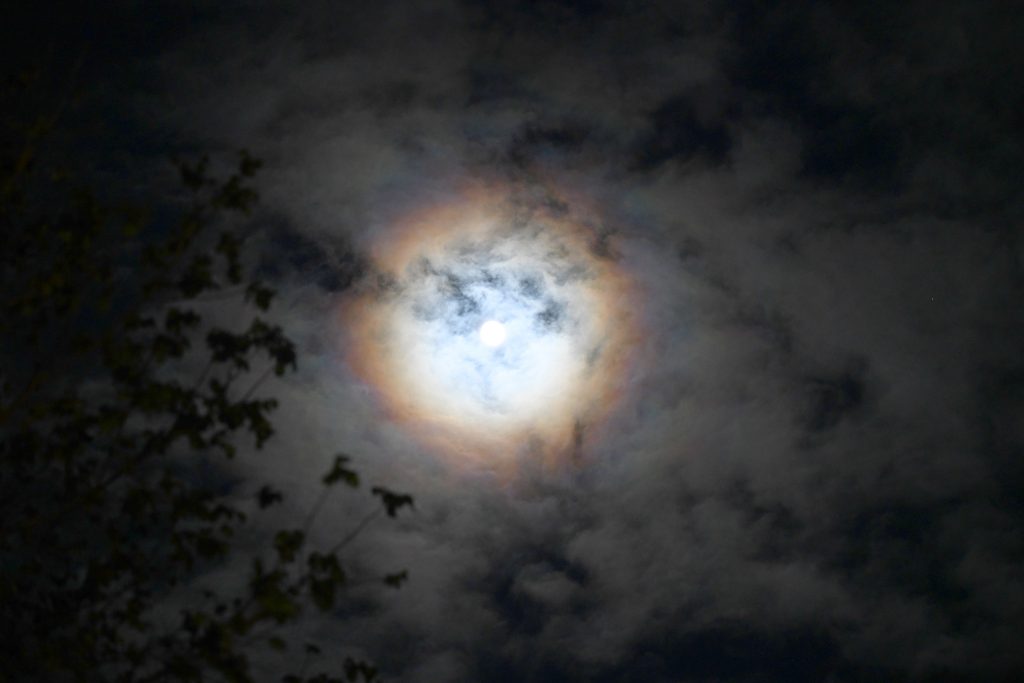 Colorful corona around the Moon