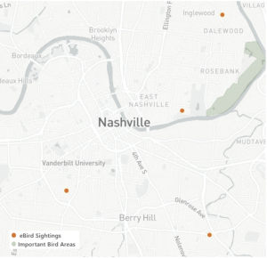 Nashville Map of Sandhill Crane Sightings