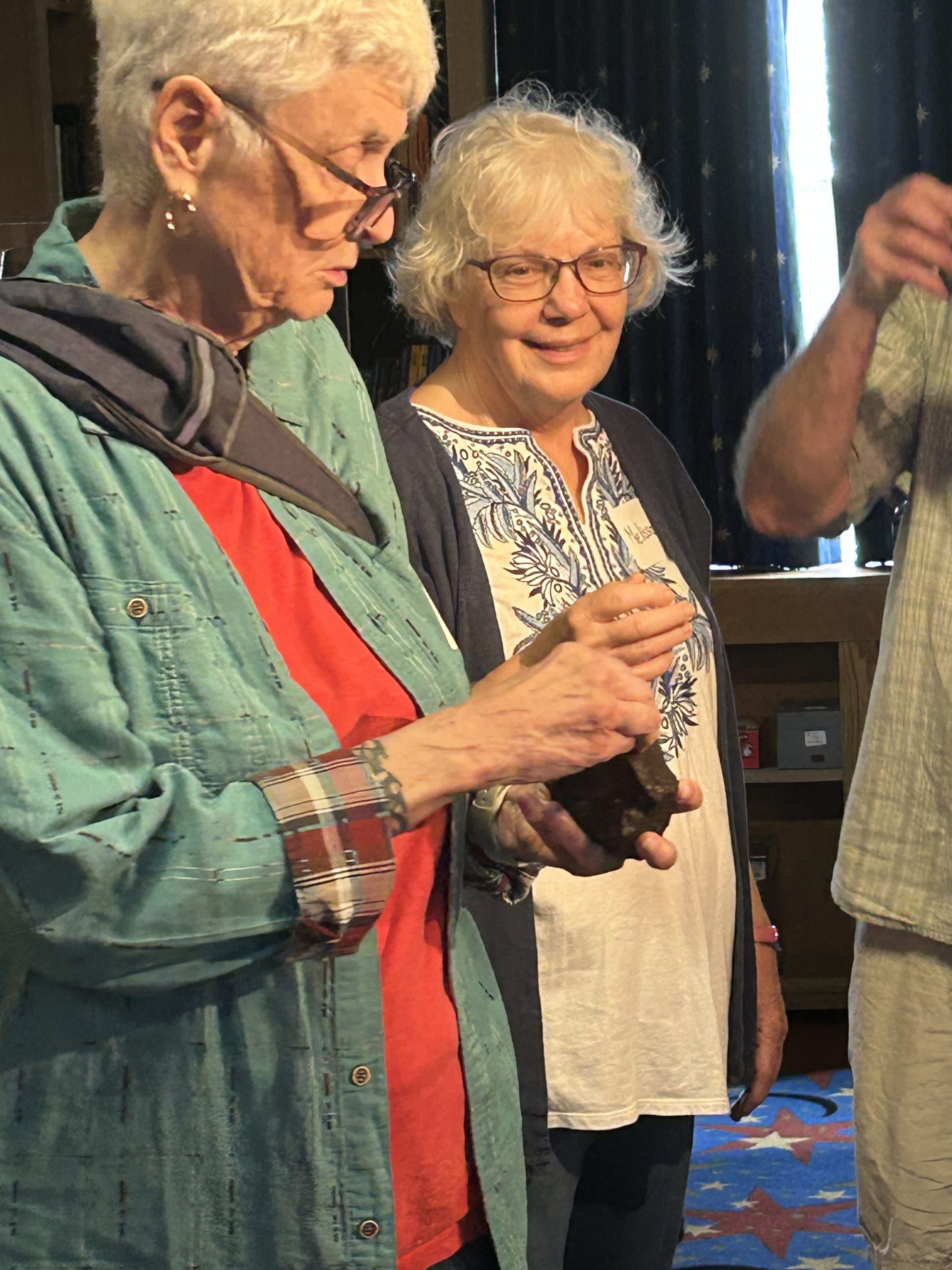 OLLI students examine meteorites