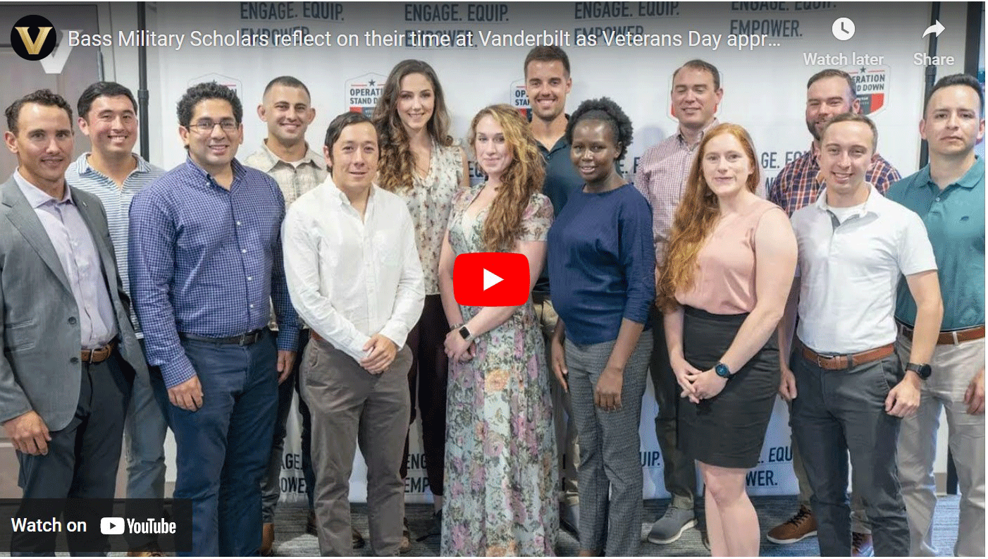 Vanderbilt's Bass Military Scholars pose in a group for a photo