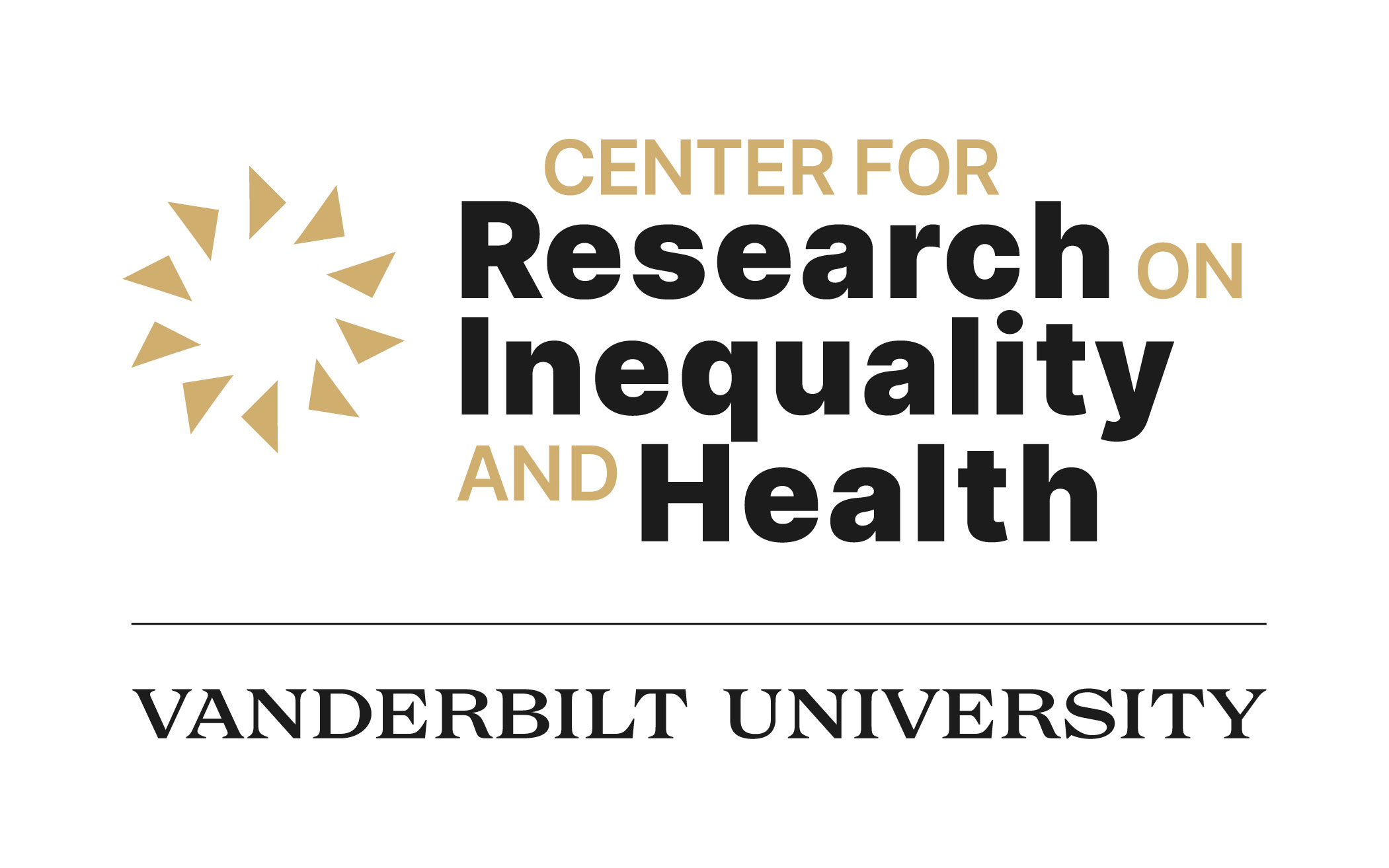 Gold circle on white background and text reads Center for Research on Inequality and Health Vanderbilt University