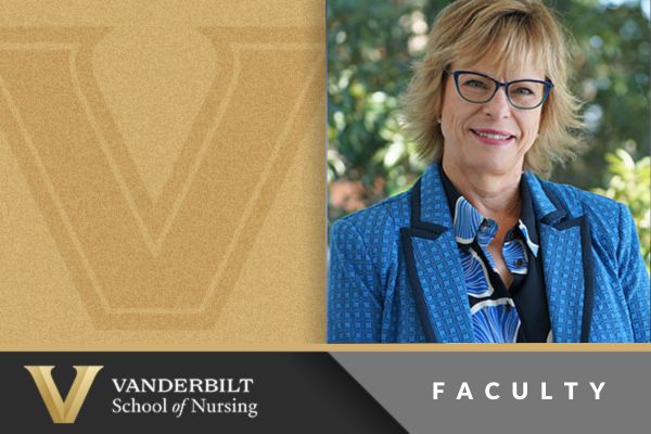 Terri Allision in bright blue jacket smiling, framed by gold and black with VUSN logo and the word faculty