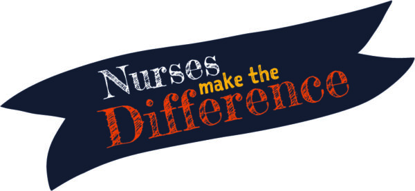 Blue banner that reads Nurses make the difference in white, yellow and red font.