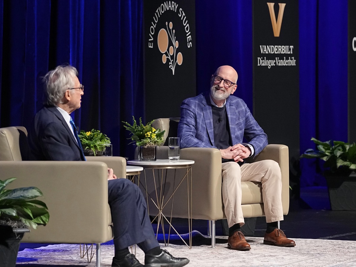 Speakers on stage at a Dialogue Vanderbilt event