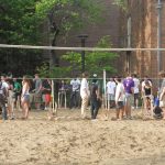 Ranks of trebuchets prepare to fire.