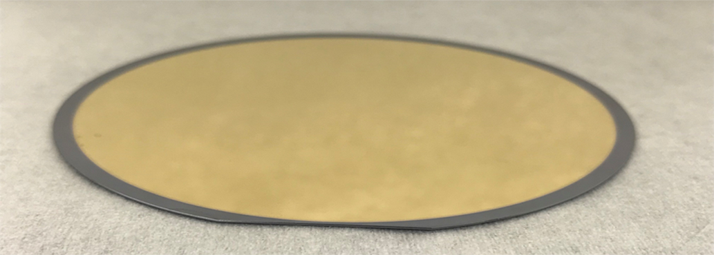 Gold mirror with titanium adhesion layer electron beam evaporated on a 3 inch silicon wafer using the Angstrom Multimode system.