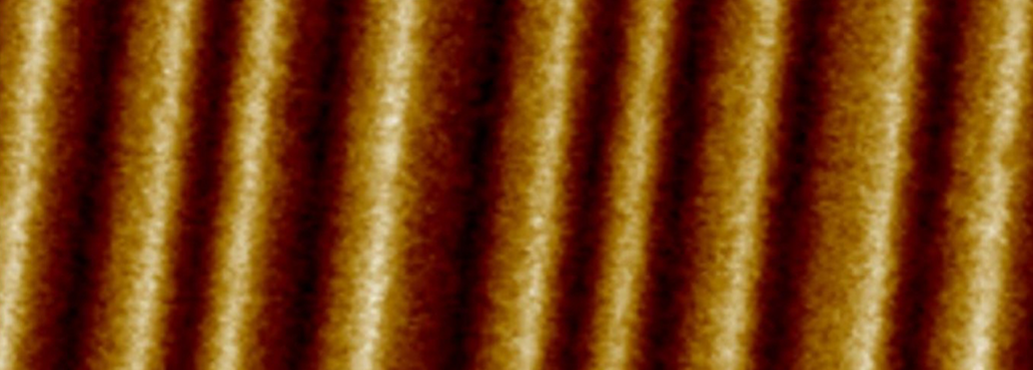 Tapping-mode AFM topography image of 3.5 inch floppy disk and magnetic force microscopy image of disk’s periodic magnetic domains. Bruker MESP-V2 Co-Cr coated tip.