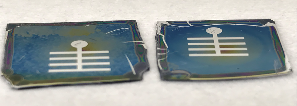 Solar cells with aluminum top electrodes deposited using the Angstrom Resistive system.