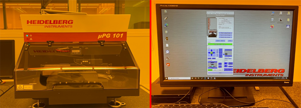 Heidelberg Instruments μPG 101 Laser Writer (left) and associated software (right)