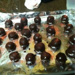Chocolate covered funfetti cake balls. Party in your mouth.