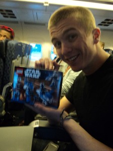 Nathan smiling with Legos.