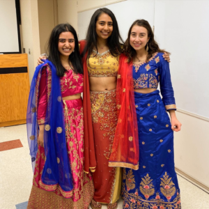 Two of my Lakshya teammates and I in our formal dresses after dinner! 