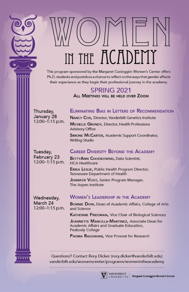 Women in the Academy Schedule for Spring 2021 | BRET Career Development