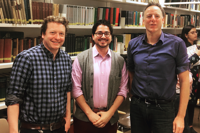 Adrian Cadar with advisors in Germany (Malte Tiburcy, MD (left) and Wolfram Zimmermann, MD (right)