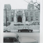 Entrance to Vanderbilt Hospital from across 21st Avenue, ca. 1960.