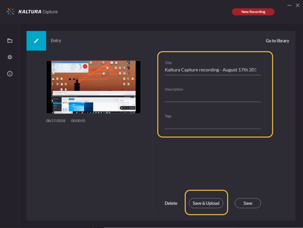 How to Record a Video and Play it Using Kaltura Capture (New capture
