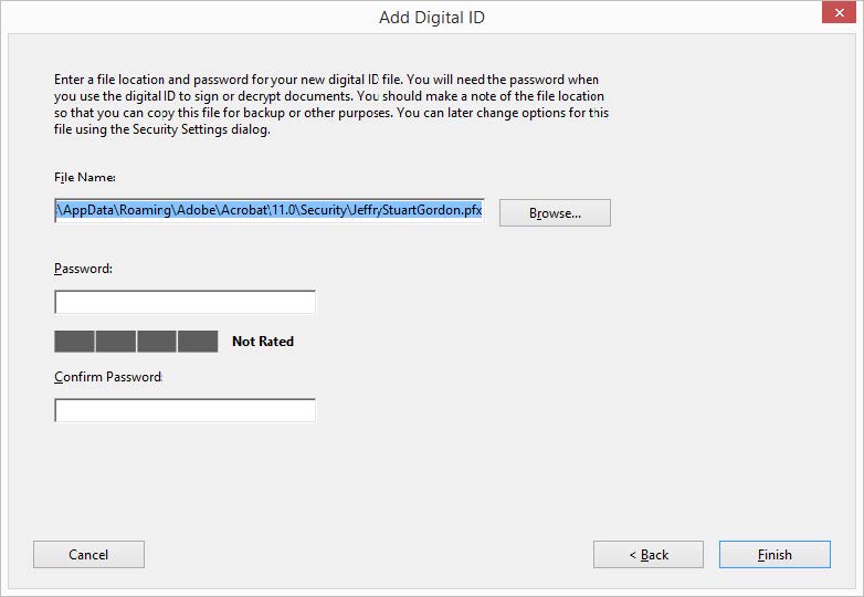 adobe setup digital signature