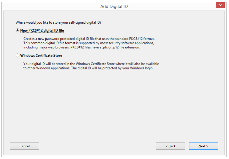 create a digital signature file