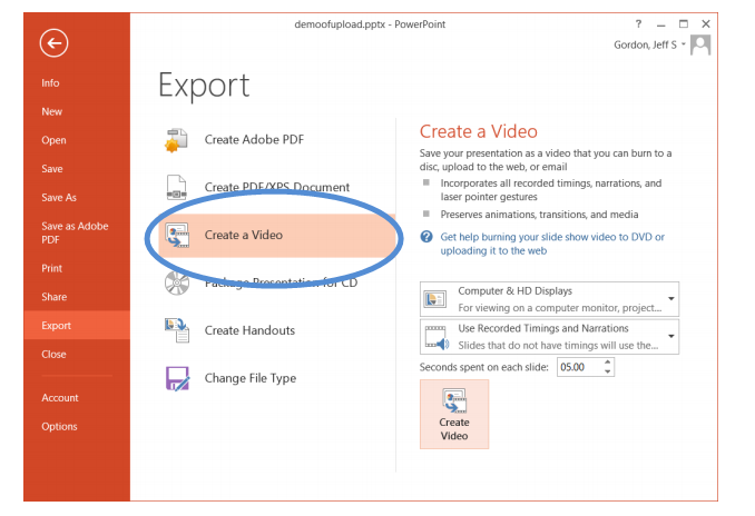 save powerpoint for mac as video